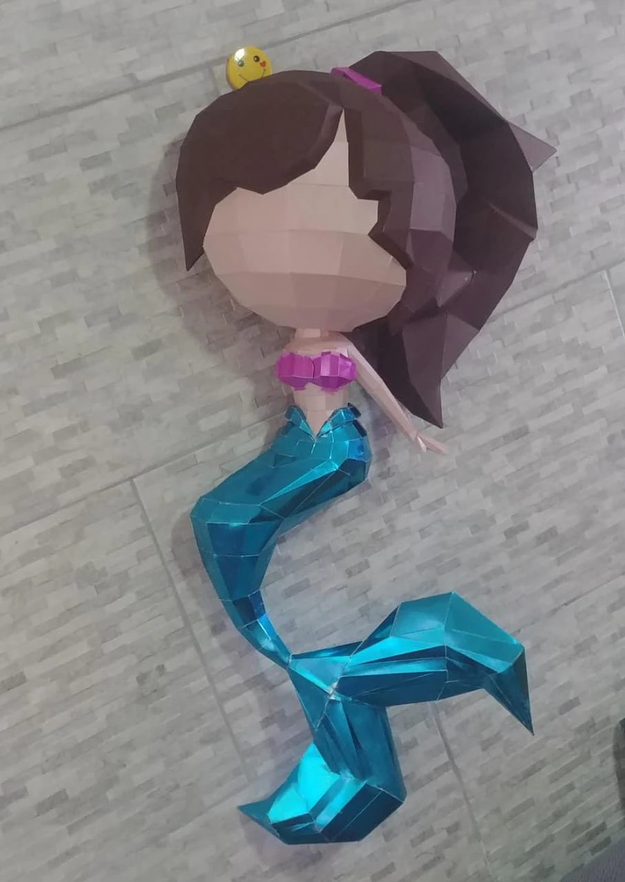 LITTLE MERMAID Papercraft, Template, PDF, DIY, Paper, Low Poly