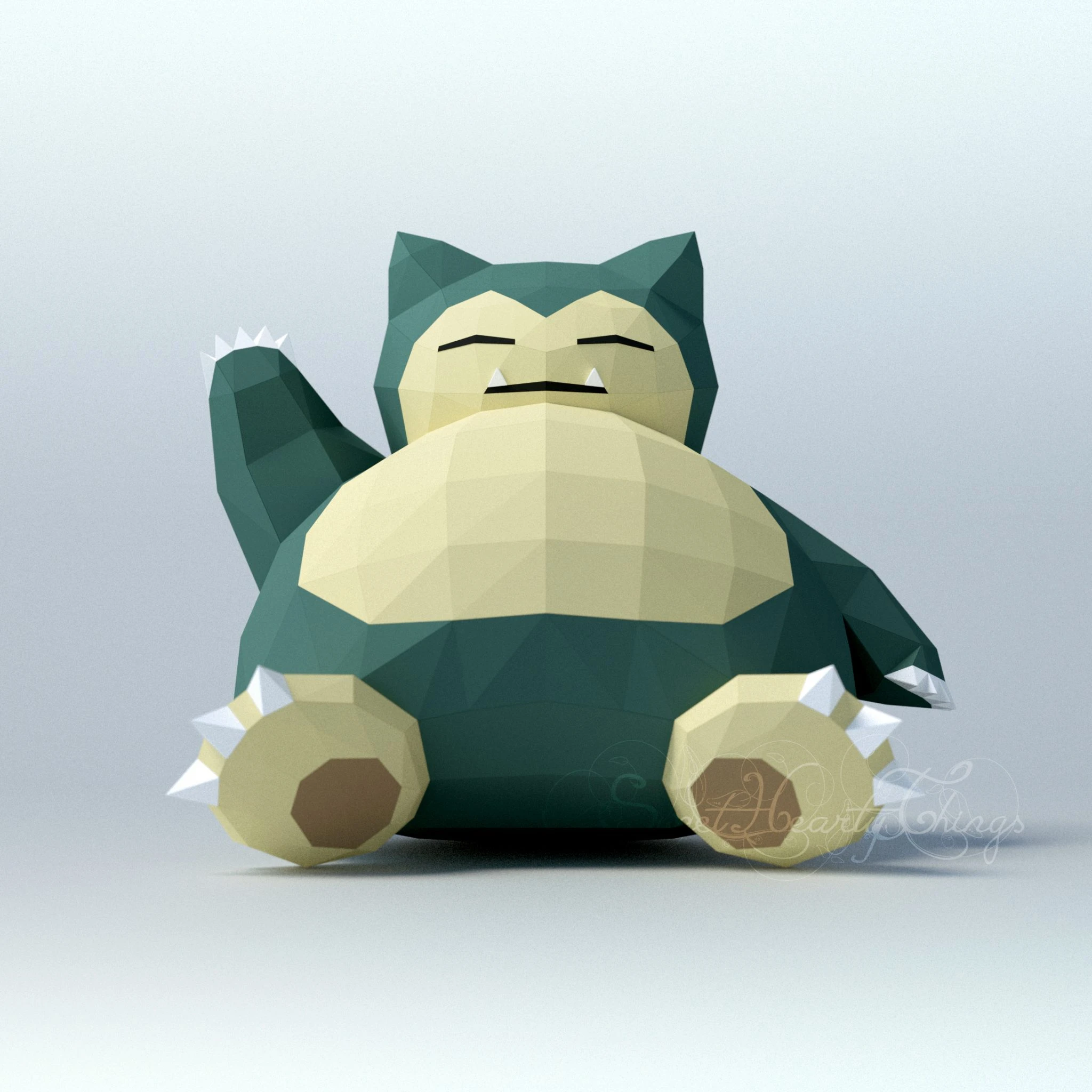 DIY 3d papercraft Pokemon Snorlax PDF Templates Low Poly SweetHeartyThings