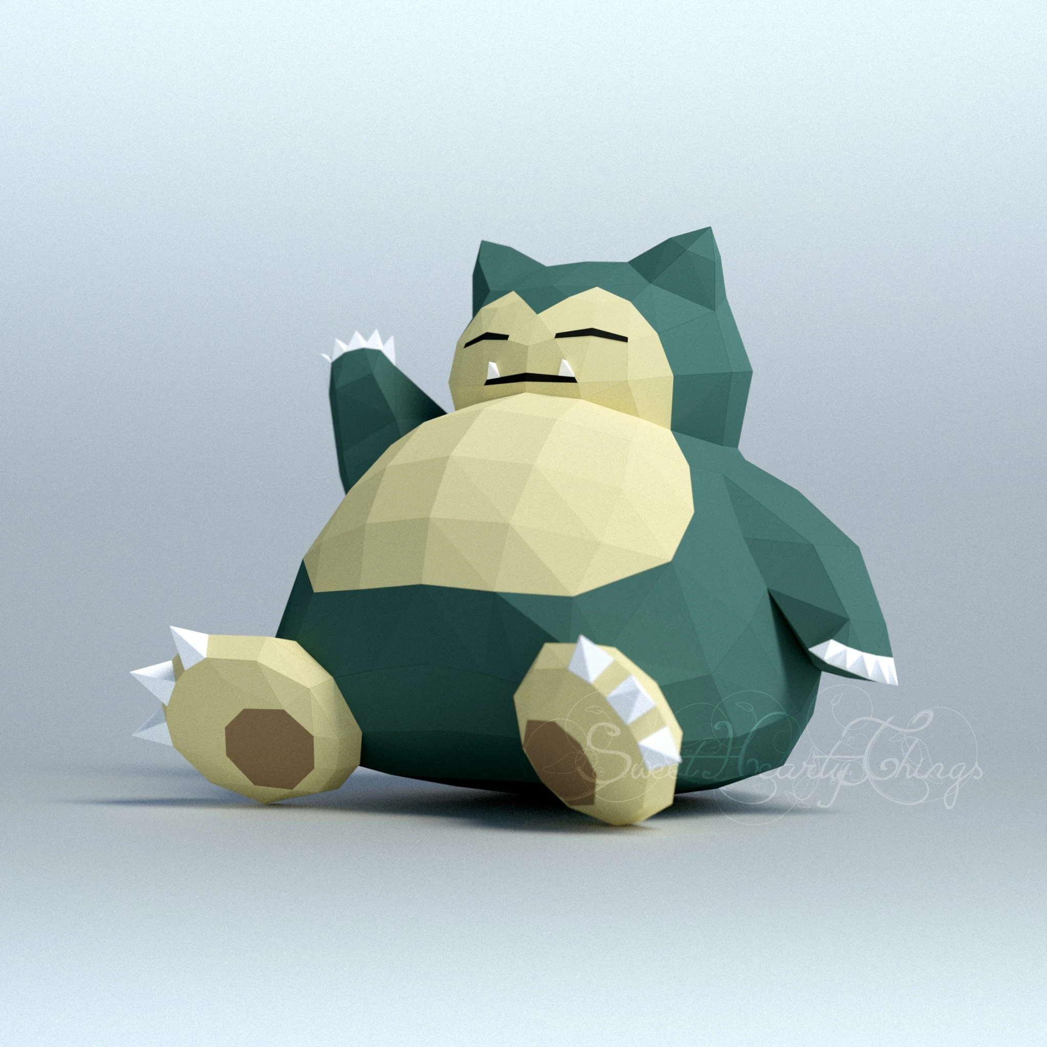 DIY 3d papercraft Pokemon Snorlax PDF Templates Low Poly SweetHeartyThings