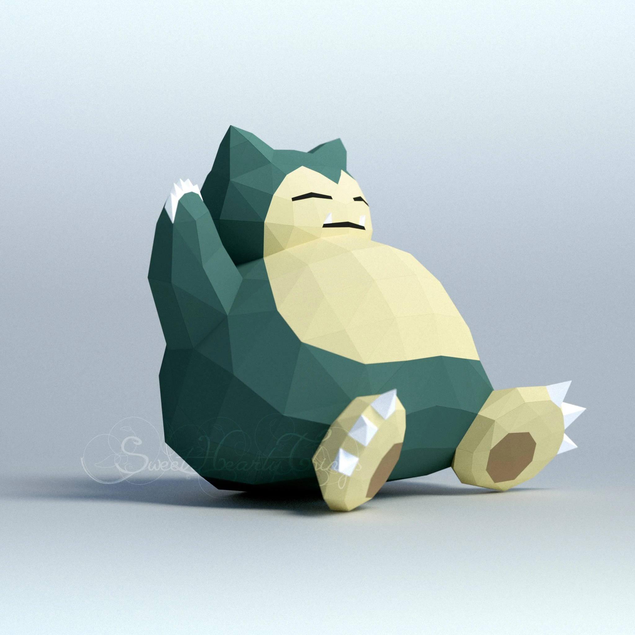 DIY 3d papercraft Pokemon Snorlax PDF Templates Low Poly SweetHeartyThings