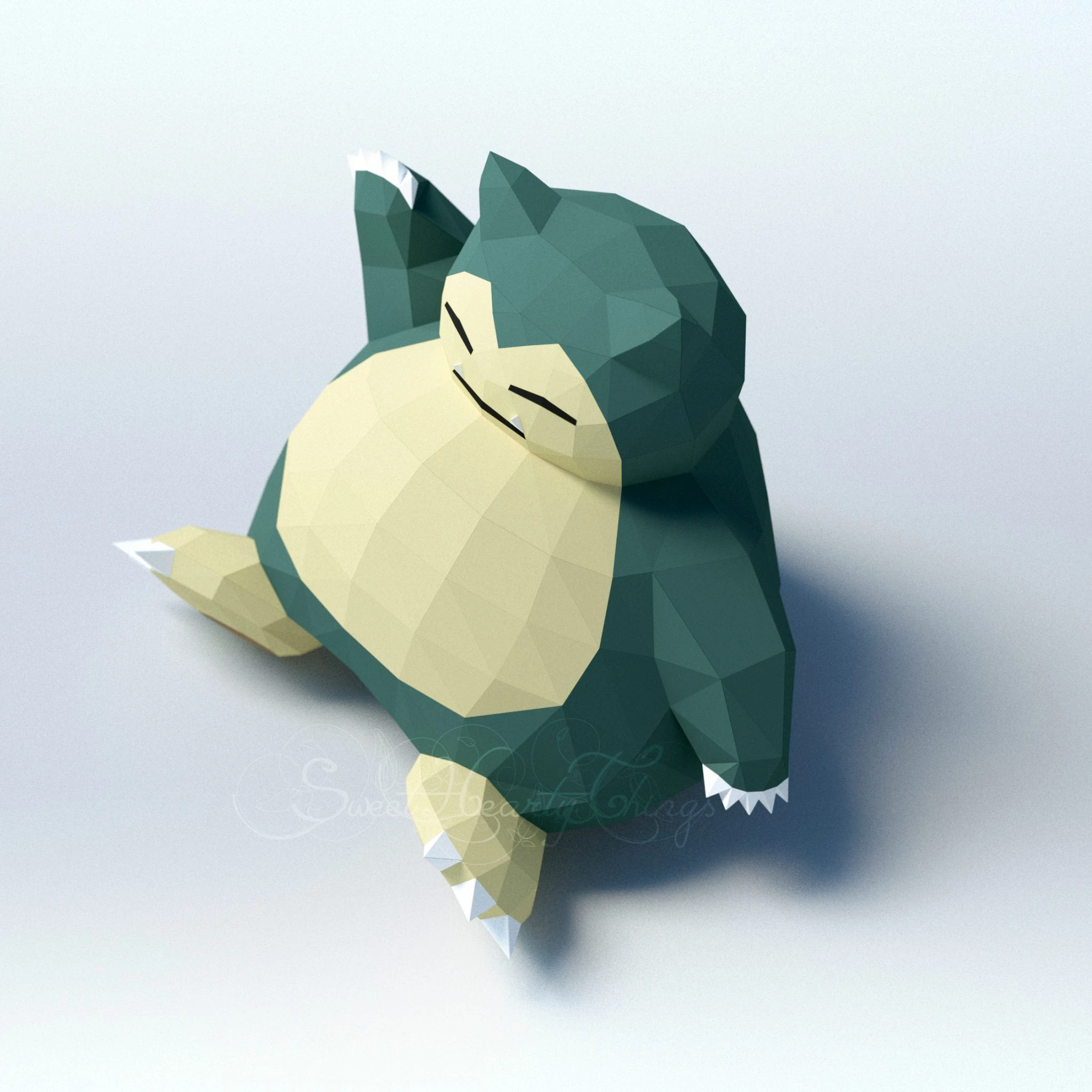 DIY 3d papercraft Pokemon Snorlax PDF Templates Low Poly SweetHeartyThings