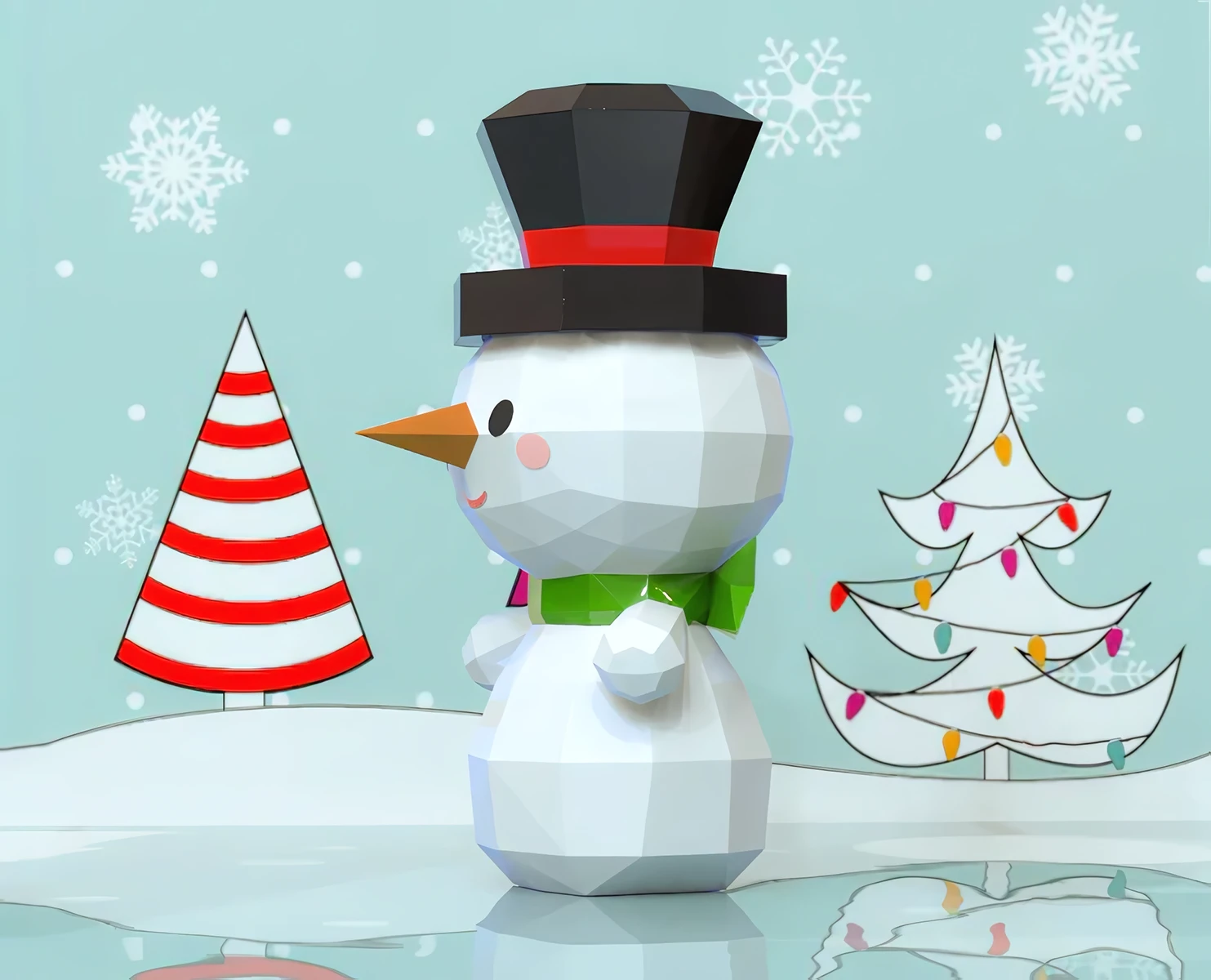 Snowman Papercraft, Lowpoly, Lowpoly Papercraft