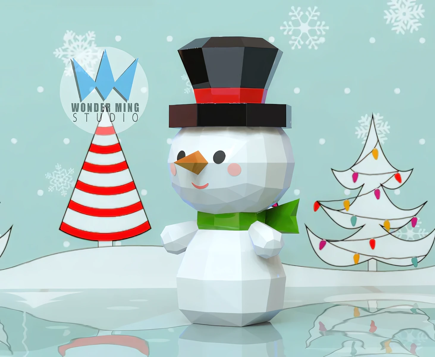 Snowman Papercraft, Lowpoly, Lowpoly Papercraft