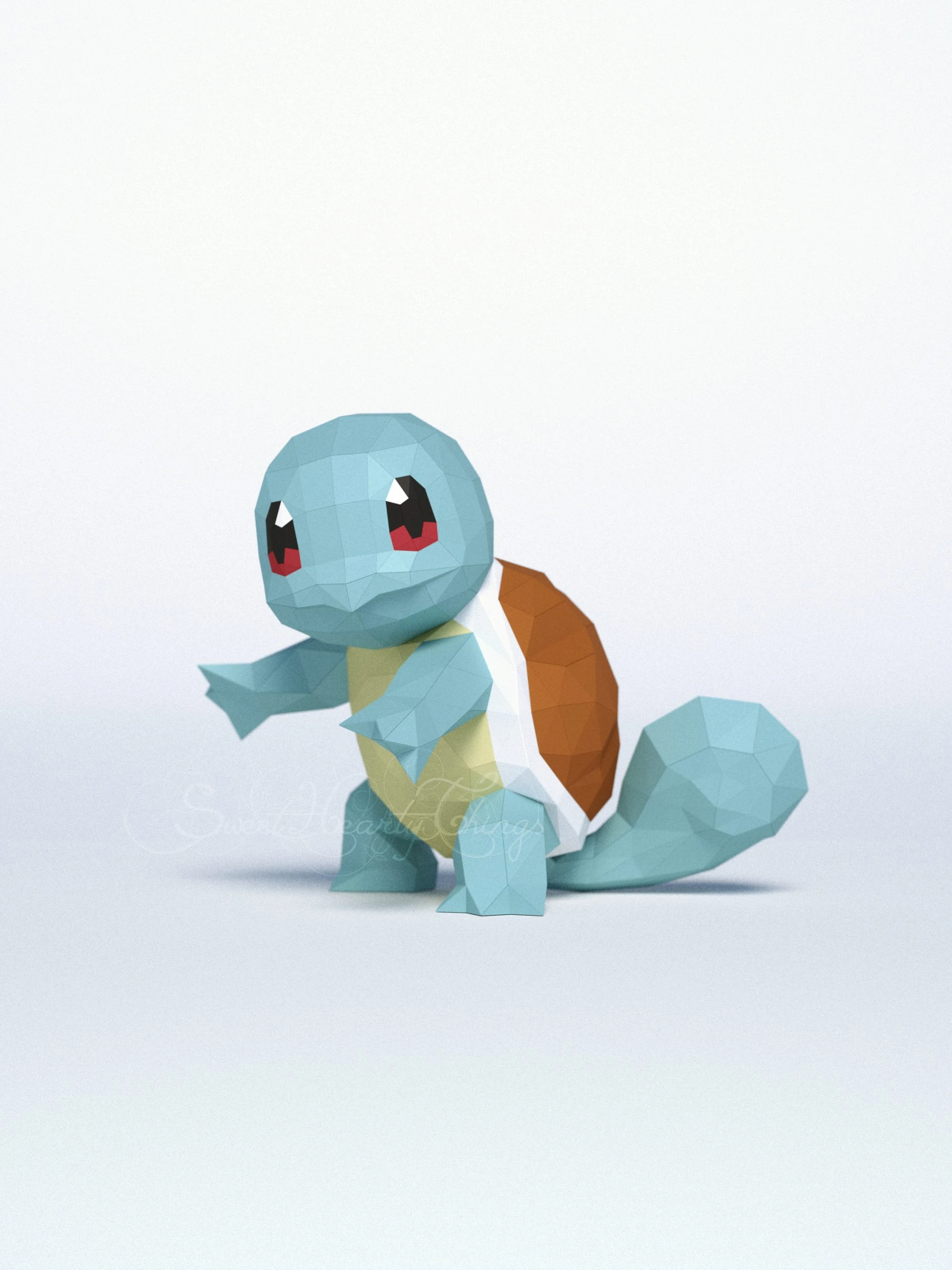 DIY 3d papercraft Pokemon Squirtle PDF Templates Low Poly SweetHeartyThings