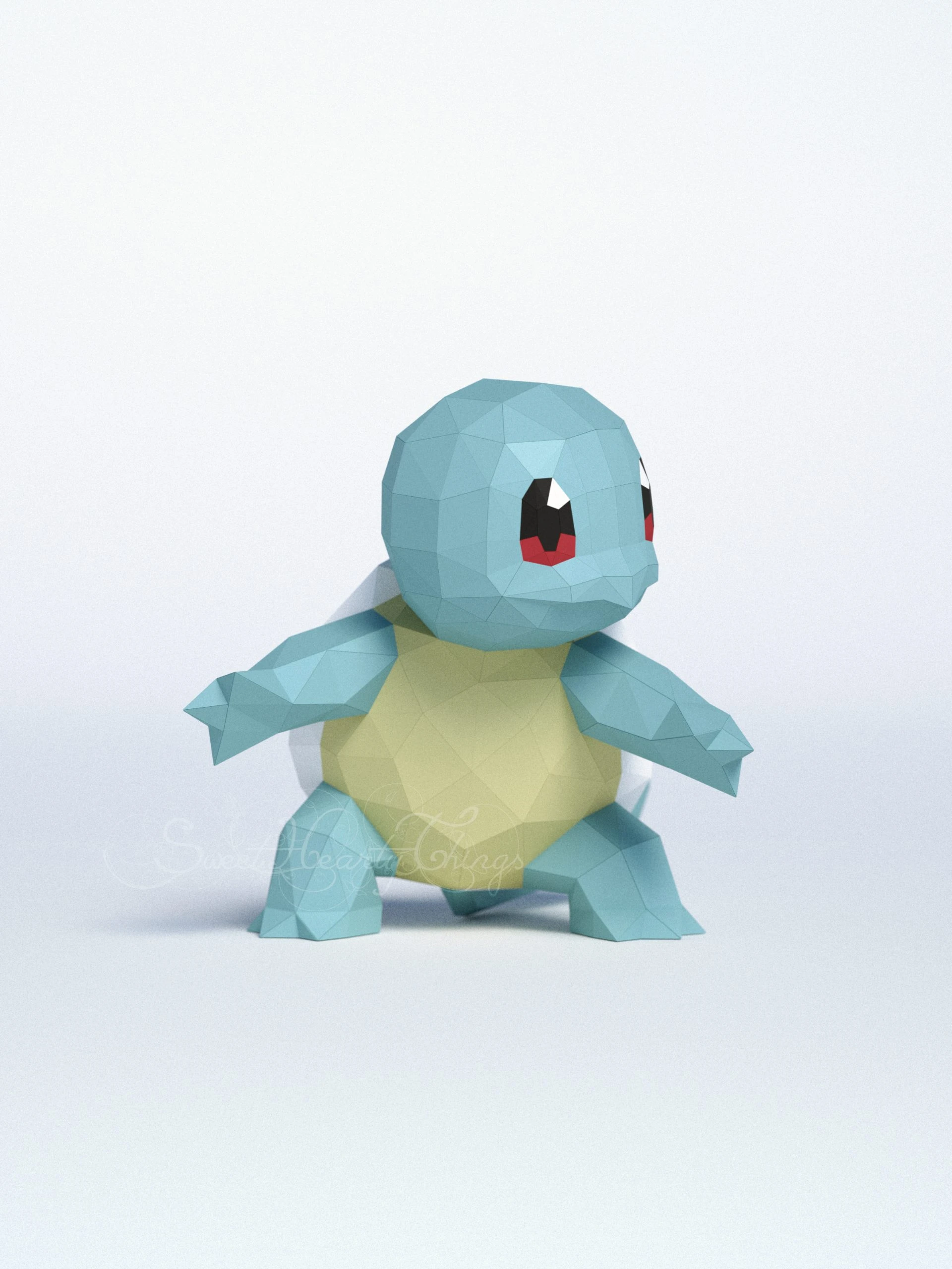 DIY 3d papercraft Pokemon Squirtle PDF Templates Low Poly SweetHeartyThings