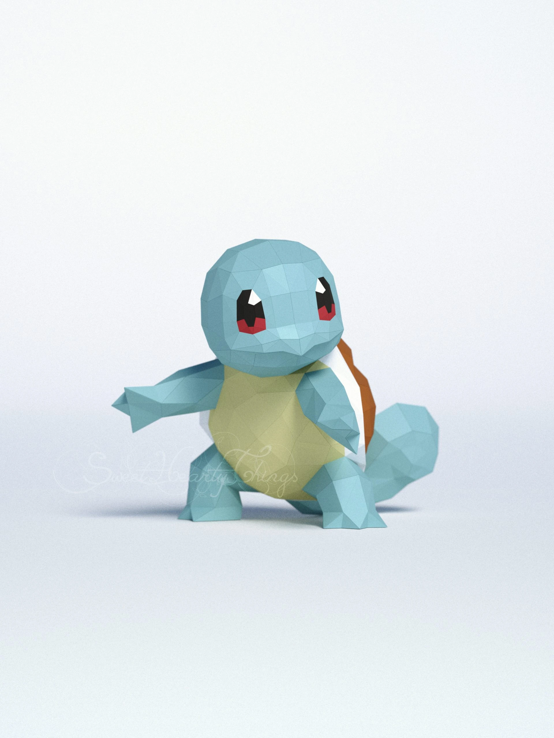 DIY 3d papercraft Pokemon Squirtle PDF Templates Low Poly SweetHeartyThings