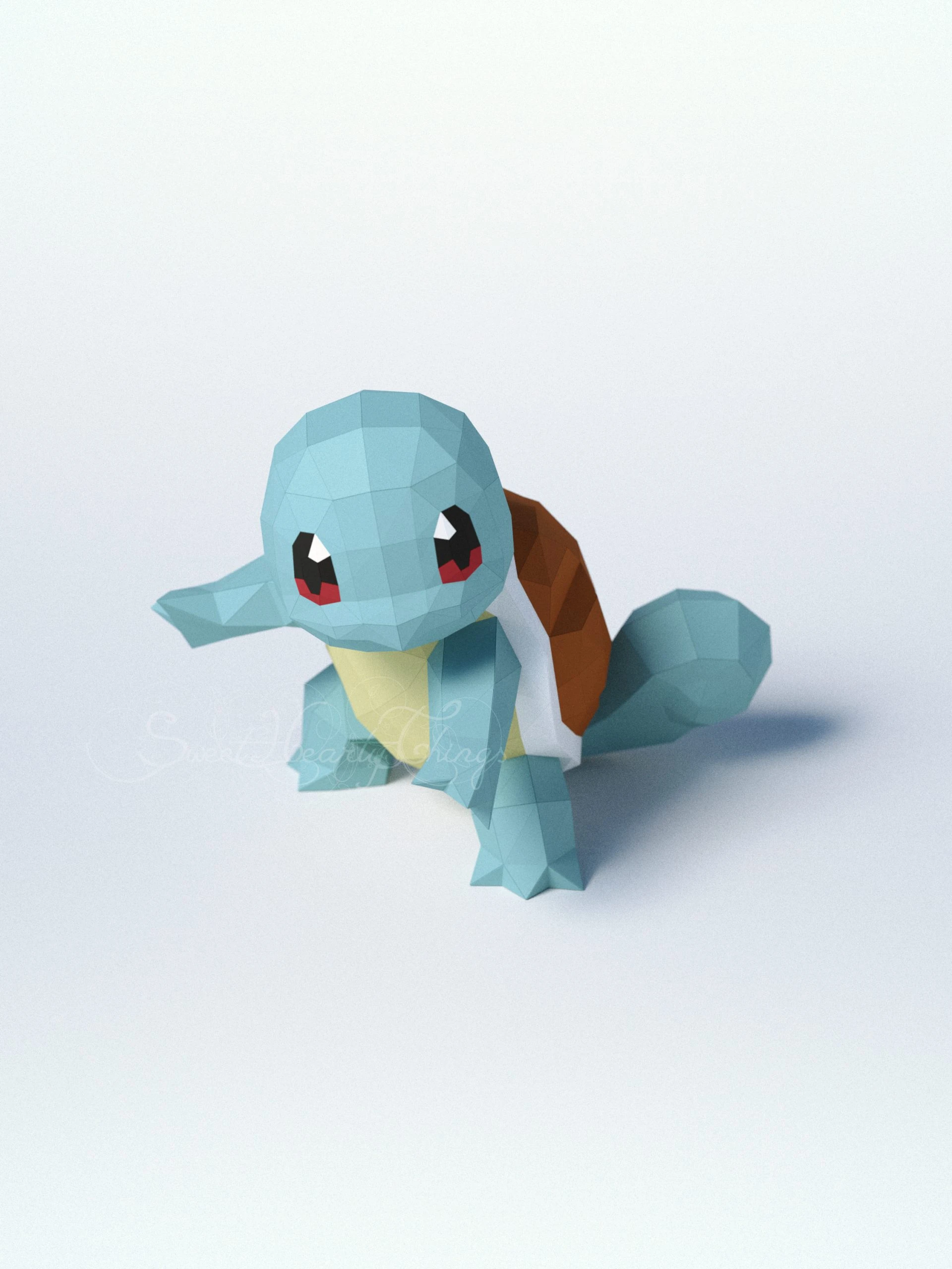 DIY 3d papercraft Pokemon Squirtle PDF Templates Low Poly SweetHeartyThings