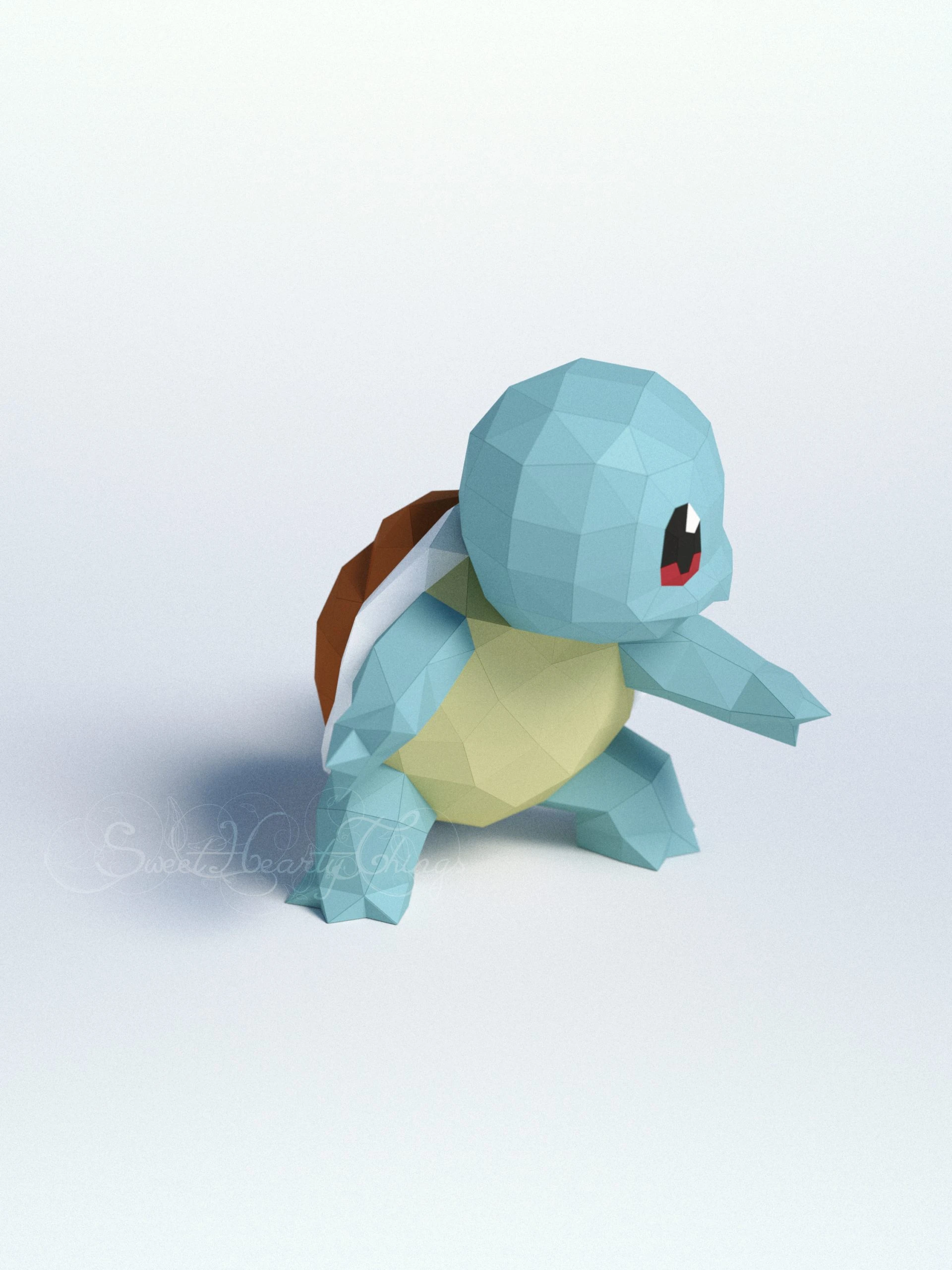 DIY 3d papercraft Pokemon Squirtle PDF Templates Low Poly SweetHeartyThings