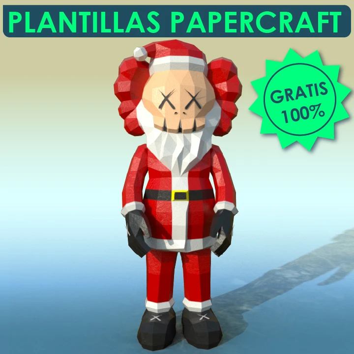 Santa Kaws, Kaws Navidad PDF Papercraft Templates, Paper Art and Craft for Home Decor, DIY, 3DIER, PDF Patterns, Papercraft Templates, Low Poly