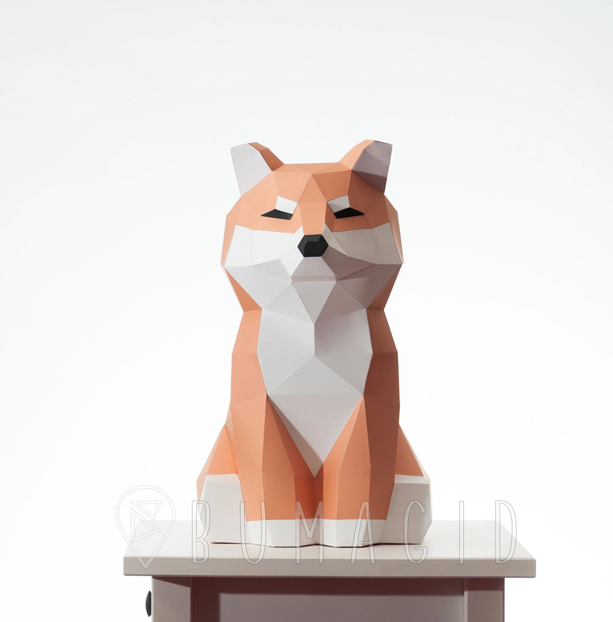 Shiba Inu Dog sitting for Creative Crafts & Decor, PDF Template, Paper Sculpture, DIY, Pepakura Pattern, Handmade, Papercraft, Lowpoly, Lowpoly Papercraft, BUMAGID