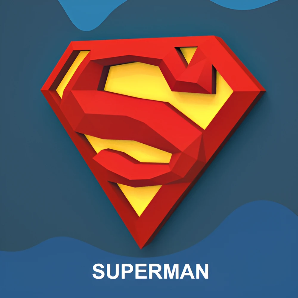 Superman Logo for Creative Crafts & Decor, PDF Template, Paper Sculpture, DIY, Pepakura Pattern, Handmade, Papercraft, Lowpoly, Lowpoly Papercraft, BUMAGID