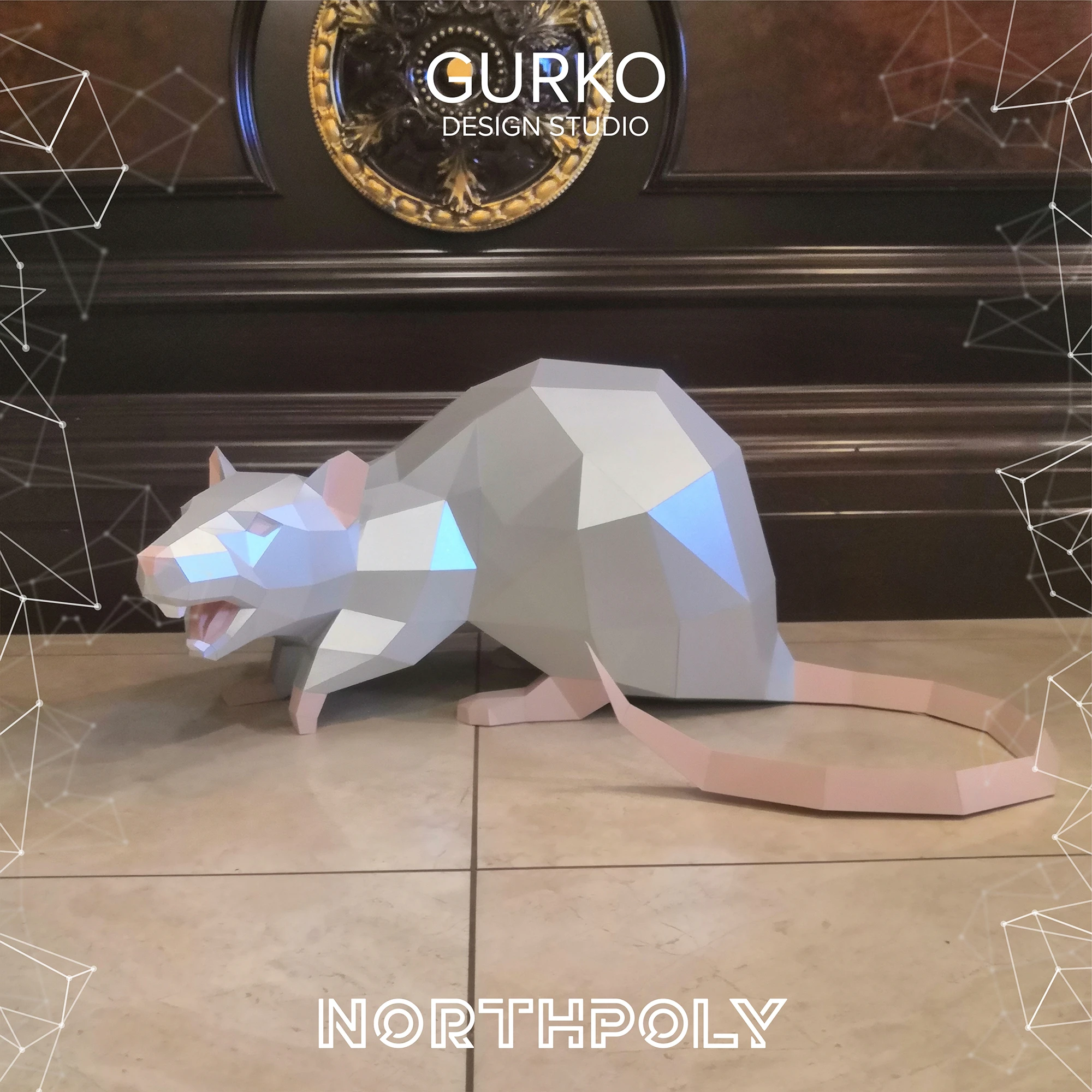 Angry Rat Papercraft, Mouse, Pdf, Gurko, 3D Origami, Paper Sculpture, Low Poly, DIY, Pepakura, DIY Craft, DIY origami