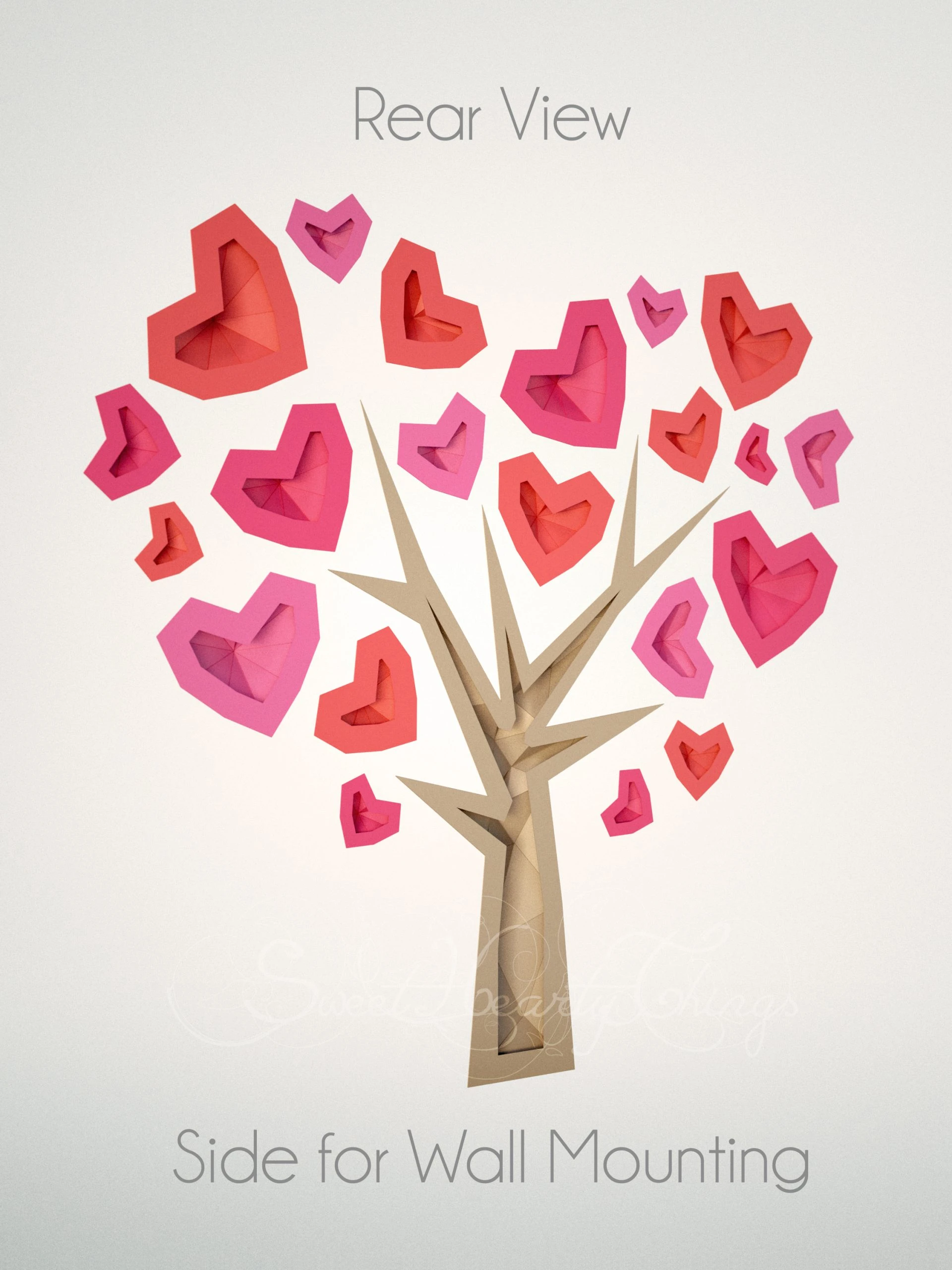 DIY 3d papercraft Wall Tree Heart PDF Templates Low Poly SweetHeartyThings