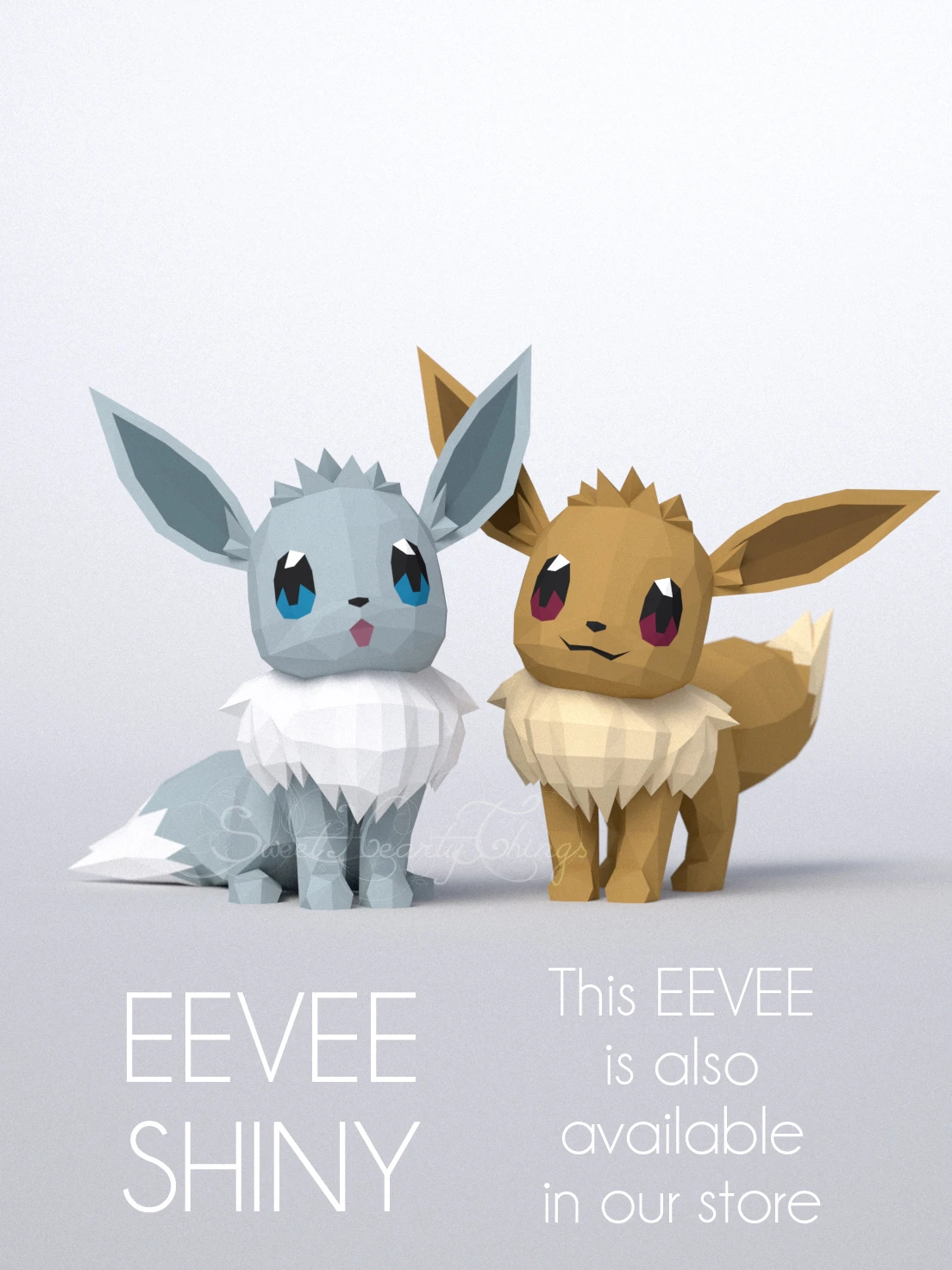 DIY 3d papercraft Pokemon Eevee PDF Templates Low Poly SweetHeartyThings