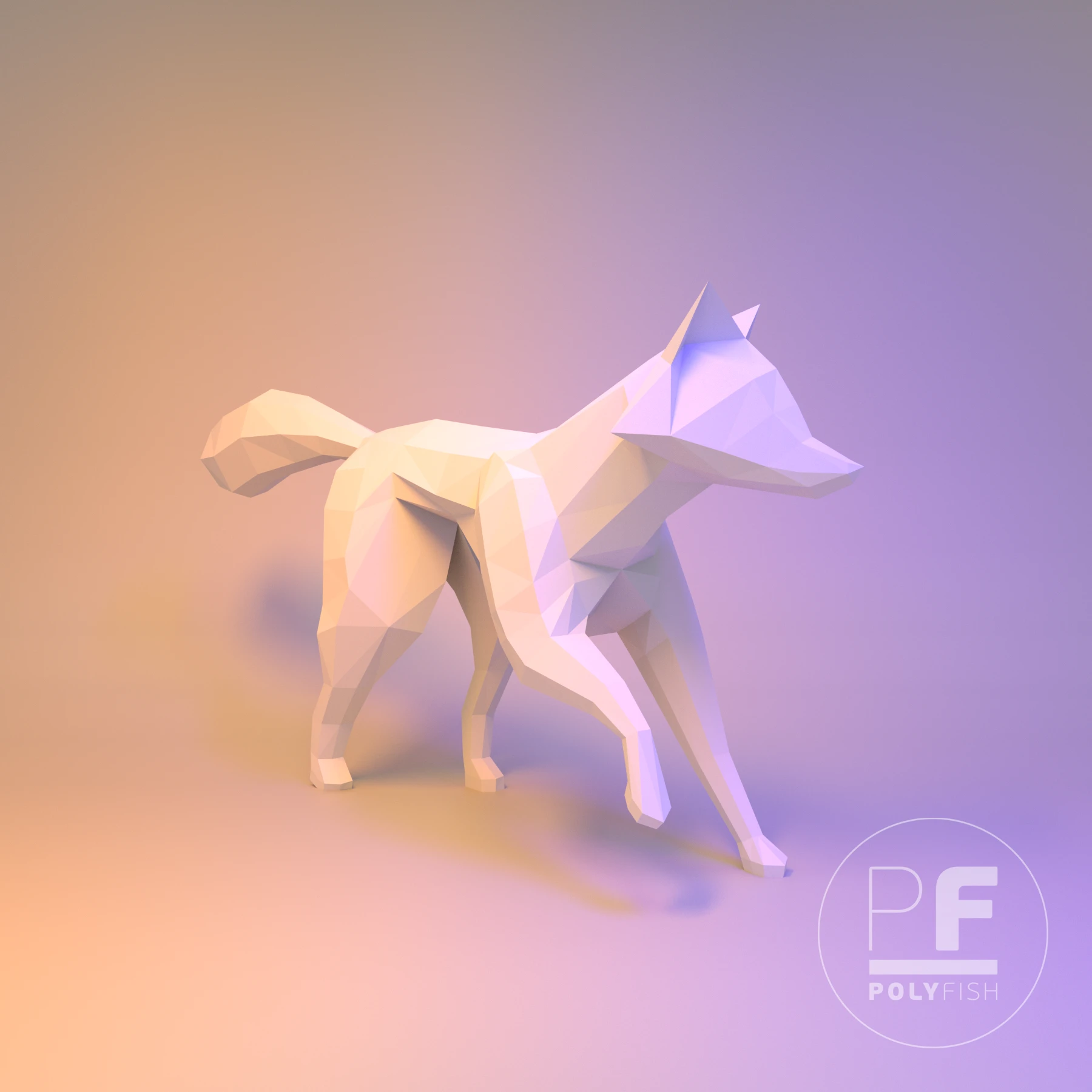 Fox Running PDF Template, Low Poly, Paper Sculpture, DIY, Pepakura Pattern, Handmade, Papercraft, Lowpoly, Lowpoly Papercraft