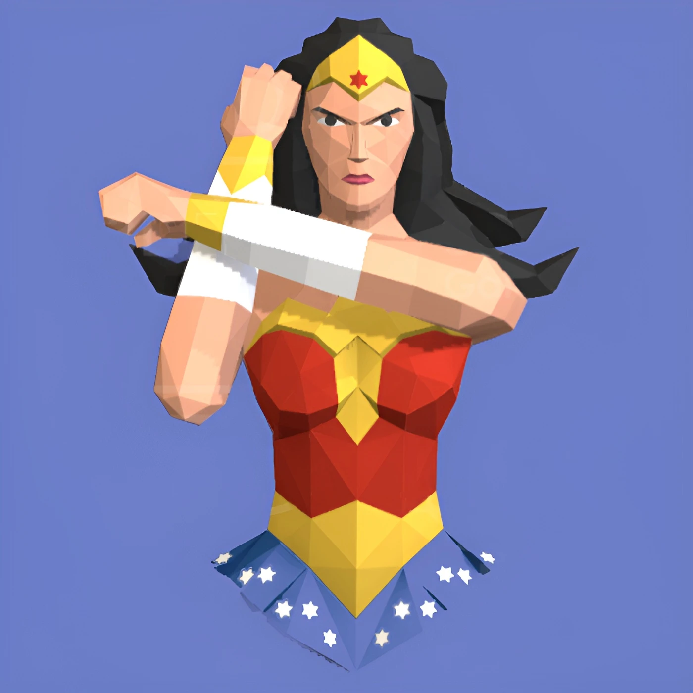 Wonder Woman Papercraft, PDF Template, DIY 3d Model, FanArt, Paper Sculpture, Low Poly, Pepakura Craft, Manualidad