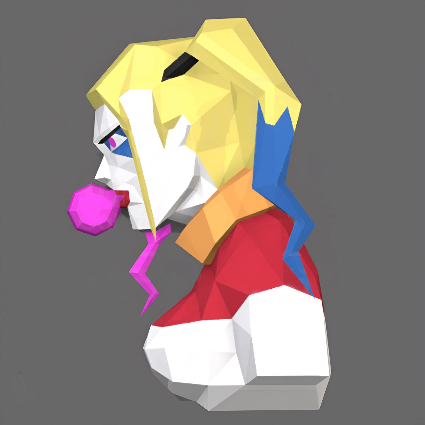 Harley Quinn Bubble Gum Papercraft, PDF Template, DIY 3d Model, FanArt, Paper Sculpture, Low Poly, Pepakura Craft, Manualidad