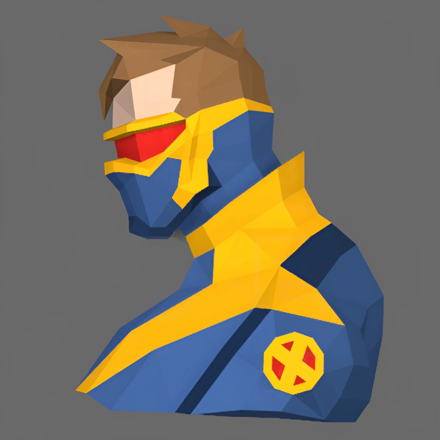 Cyclops Portrait, Cíclope, X-Men Papercraft, PDF Template, DIY 3d Model, FanArt, Paper Sculpture, Low Poly, Pepakura Craft, Manualidad