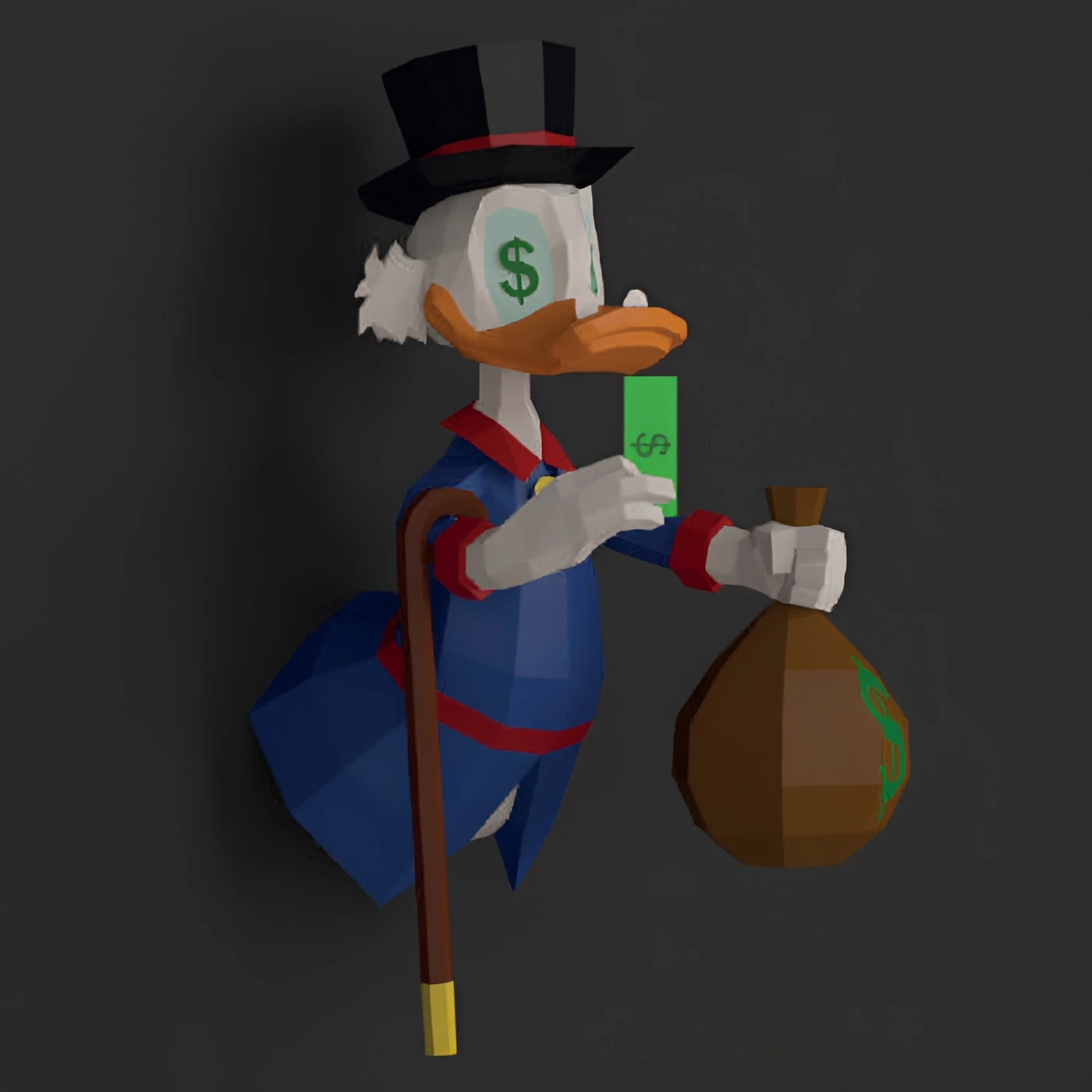 Scrooge McDuck Papercraft, PDF Template, DIY 3d Model, FanArt, Paper Sculpture, Low Poly, Pepakura Craft, Manualidad