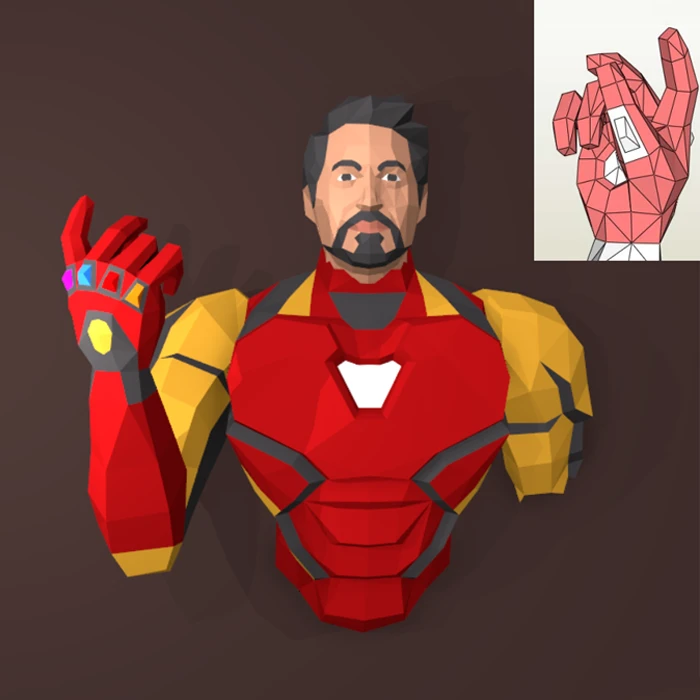 Iron Man Snap PDF Template, DIY 3d Model, FanArt, Paper Sculpture, Low Poly, Pepakura, Craft, Manualidad, Paper Art