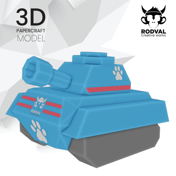 CUTE TANK Papercraft, Template, PDF, DIY, Paper, Low Poly