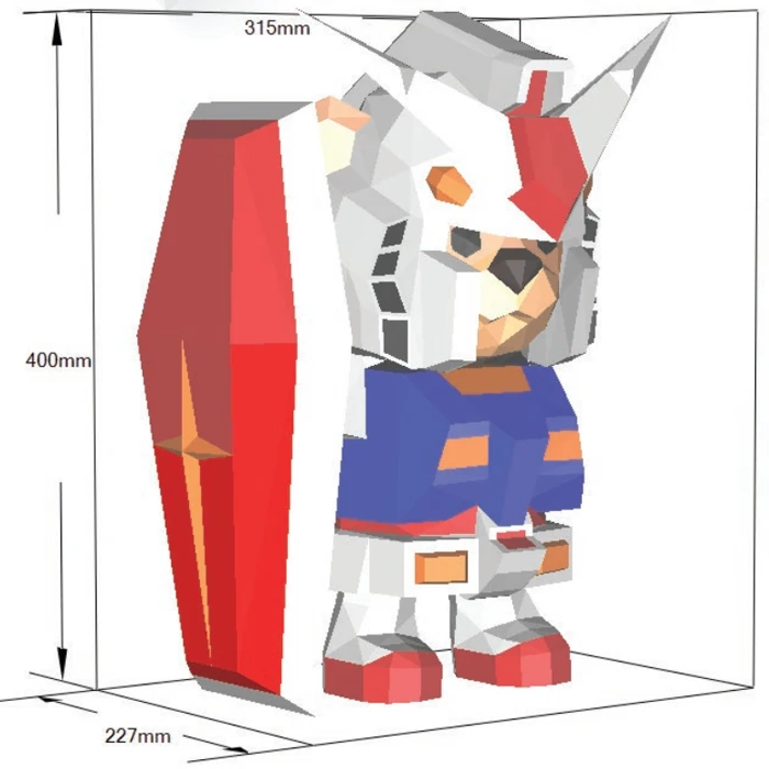 GUNDAM RX-78-2 TEDDY, bear, Papercraft, Template, DIY, Paper, Low Poly, Festival, 3D Model, Pdf Low Poply, Kids Toy