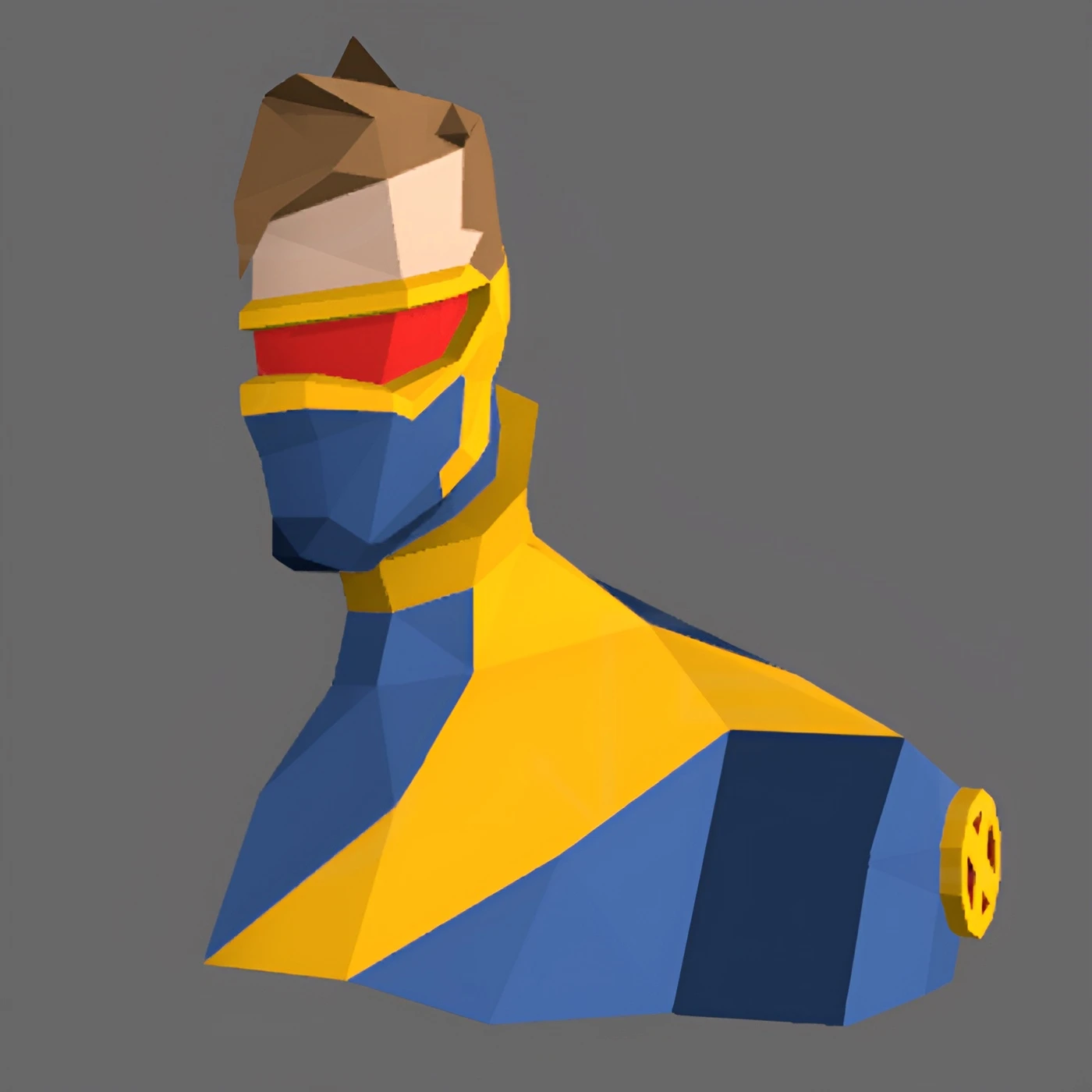 Cyclops Portrait, Cíclope, X-Men Papercraft, PDF Template, DIY 3d Model, FanArt, Paper Sculpture, Low Poly, Pepakura Craft, Manualidad