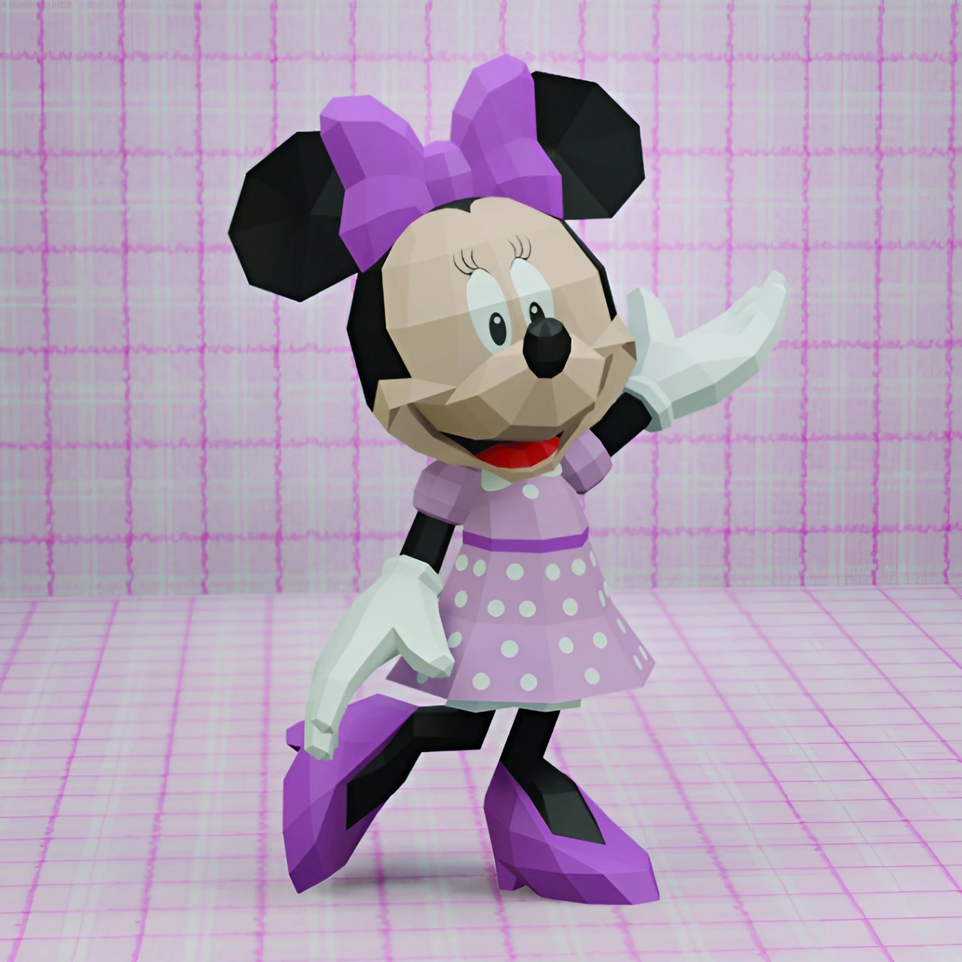 Minnie Mouse/ DiY Craft/ Template PDF/ Low Poly/ Papercraft/ 3D Doll/ Origami/ Home decor