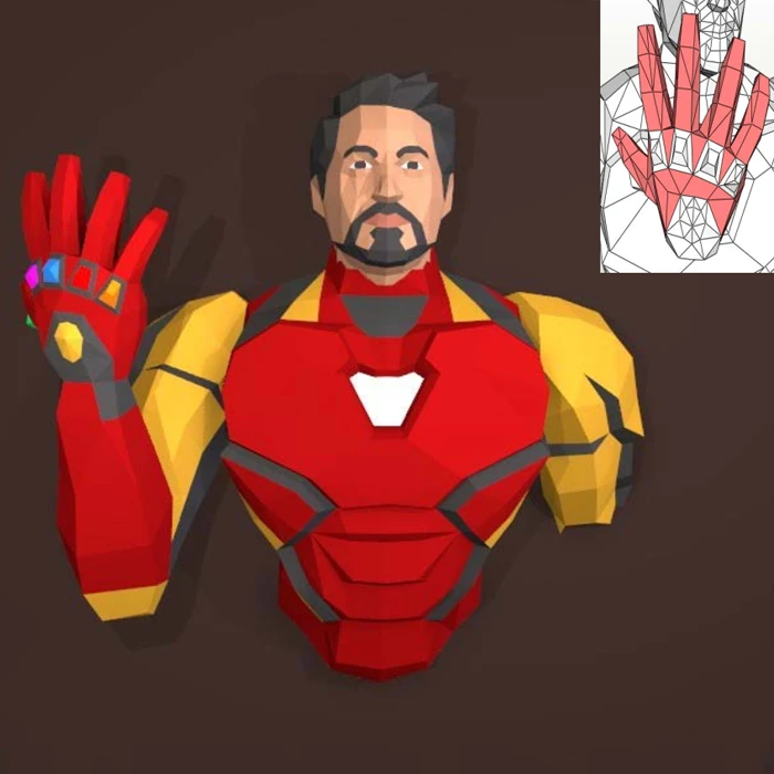 Iron Man Snap PDF Template, DIY 3d Model, FanArt, Paper Sculpture, Low Poly, Pepakura, Craft, Manualidad, Paper Art