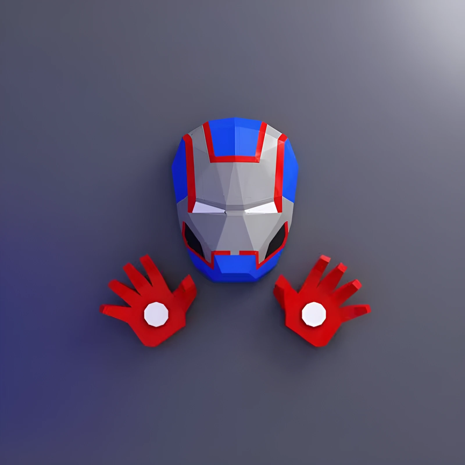 DIY lowpoly Papercraft, Iron Patriot, Sculpture, DIY, Decoration, Wall, Origami, Art, Craft, Template, Printable, Superheroes, Fanart