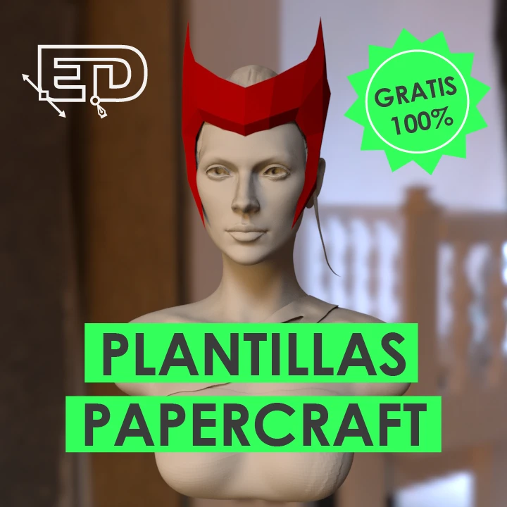 Wanda Maximoff Helmet PDF Papercraft Templates, Paper Art and Craft for Home Decor, DIY, 3DIER, PDF Patterns, Papercraft Templates, Low Poly