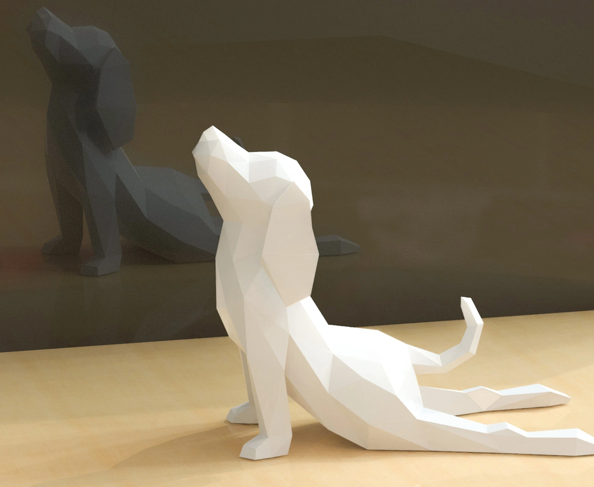 Dog Yoga Papercraft, Lowpoly, Lowpoly Papercraft