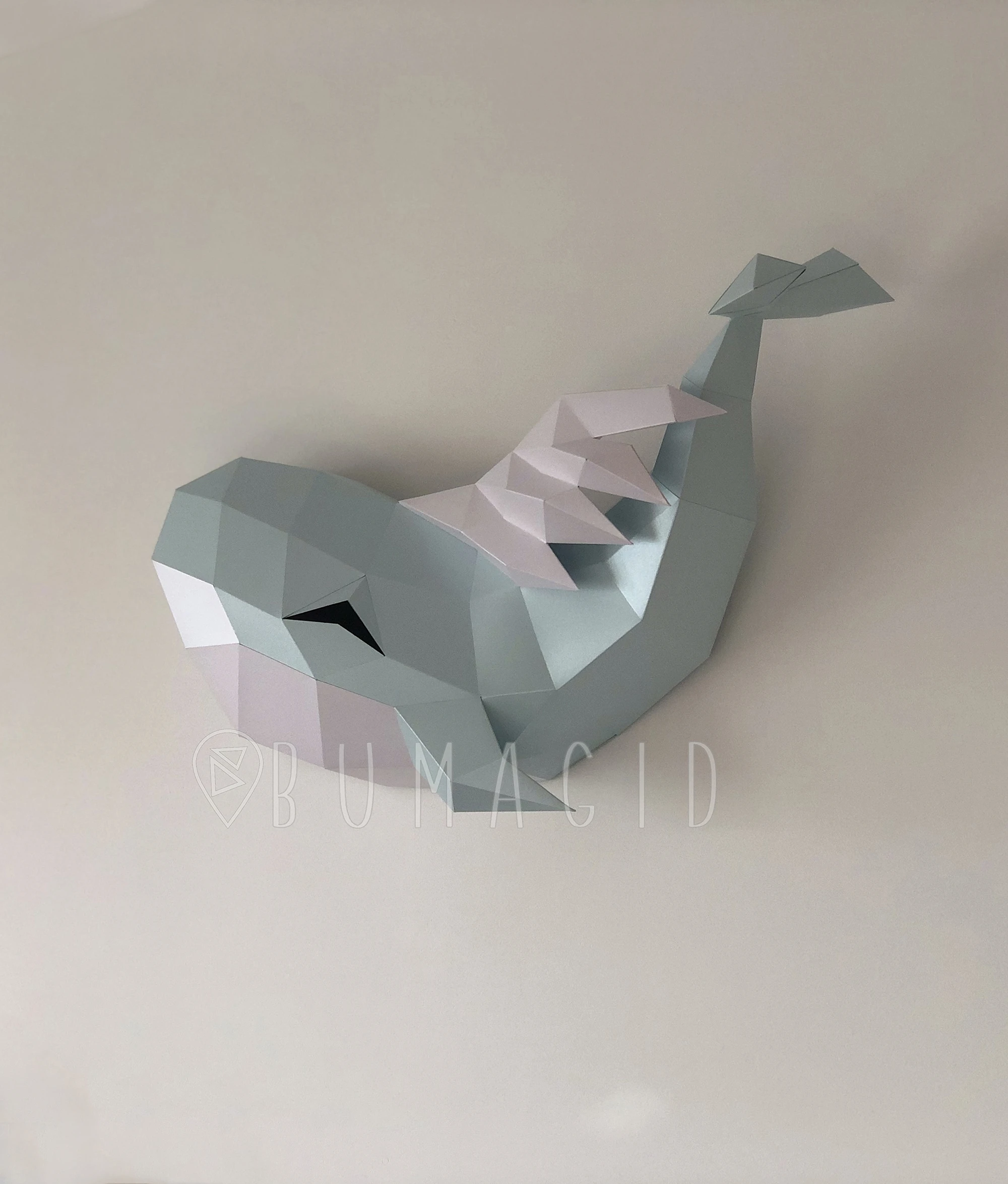 Cloud and Flying Whale for Creative Crafts & Decor, PDF Template, Paper Sculpture, DIY, Pepakura Pattern, Handmade, Papercraft, Lowpoly, Lowpoly Papercraft, BUMAGID