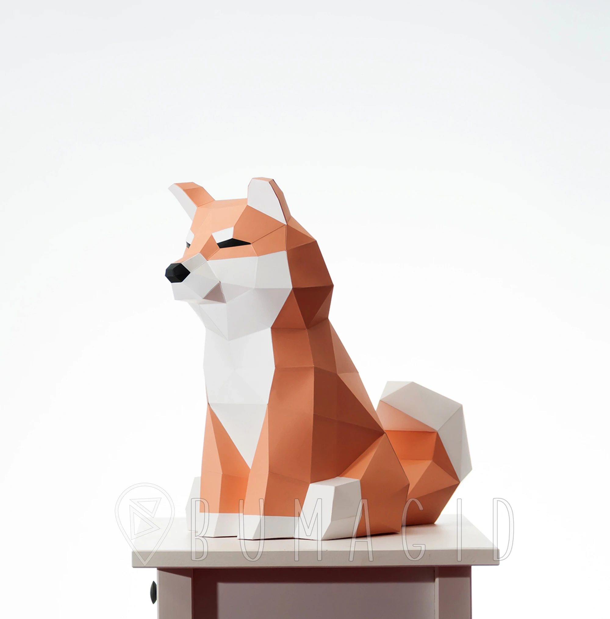 Shiba Inu Dog sitting for Creative Crafts & Decor, PDF Template, Paper Sculpture, DIY, Pepakura Pattern, Handmade, Papercraft, Lowpoly, Lowpoly Papercraft, BUMAGID