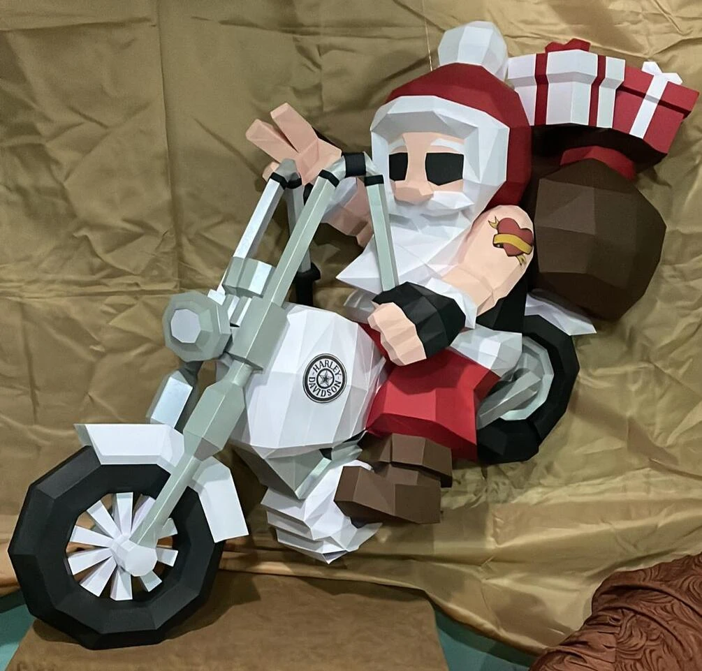 Motorized Santa Claus Papercraft PDF, Template For office, Room, Decor, DIY gift for friends, family, Low poly Paper, Paper Craft 3D kit by J3Du