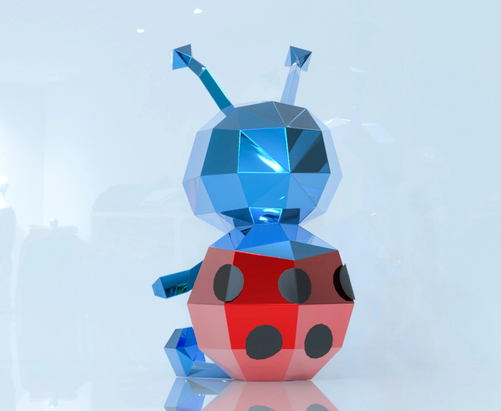 Ladybug Papercraft, Lowpoly, Lowpoly Papercraft